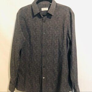 Crosby & Howard Men's Button- Shirt Career Business Black Gray Size L